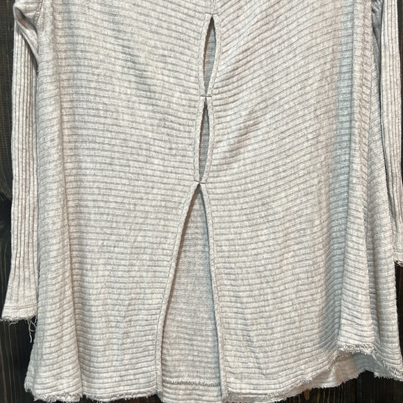 Free People We The Free Lover Top S Grey Ribbed Split Back Oversized Boho Slouch - Picture 7 of 11